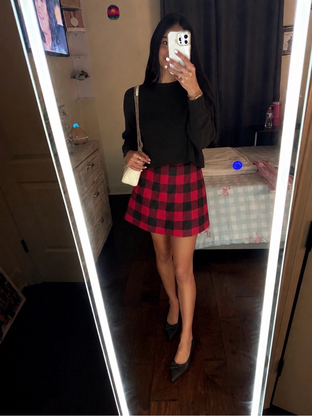 J. Crew Red and Black Mini Skirt